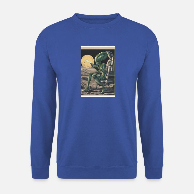 Mondlandschaft Alien am Rauchen - Unisex Pullover - Royalblau