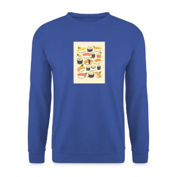 Lebendige Sushi-Sortiment-Illustration - Unisex Pullover - Royalblau - Vorne - Alina (178cm) & Michal (187cm)