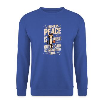 Innerer Frieden und äußere ruhige Katze - Unisex Pullover - Royalblau - Vorne - Alina (178cm) & Michal (187cm)