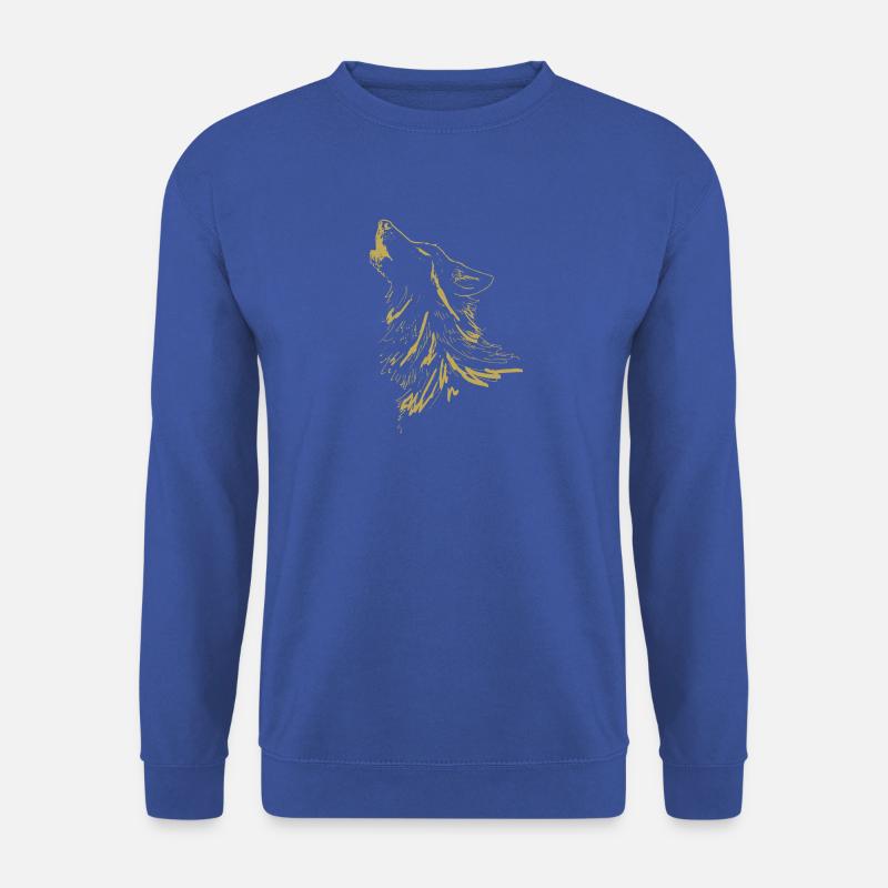 Illustrierte Designs mit Wolf - Unisex Pullover - Royalblau