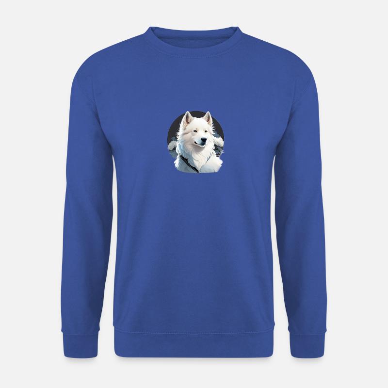 Portrait Weisser Schäferhund mit Blumen - Unisex Pullover - Royalblau