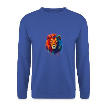 Lion multicolore - Sweat-shirt Unisexe - bleu royal - Devant - Alina (178cm) & Michal (187cm)
