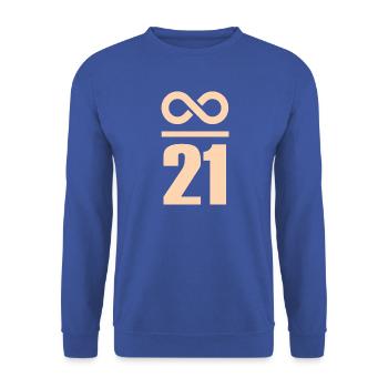 Unendlich durch 21 Millionen Bitcoin Unendlich  - Unisex Pullover - Royalblau - Vorne - Alina (178cm) & Michal (187cm)