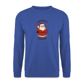 Süßer Kaffeetrinkender Weihnachtsmann - Unisex Pullover - Royalblau - Vorne - Alina (178cm) & Michal (187cm)