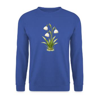 Märzenbecher Frühlingsblume Illustration  - Unisex Pullover - Royalblau - Vorne - Alina (178cm) & Michal (187cm)