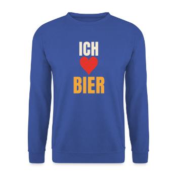 Ich liebe Bier Herz Spruch Bierliebhaber Geschenk - Unisex Pullover - Royalblau - Vorne - Alina (178cm) & Michal (187cm)
