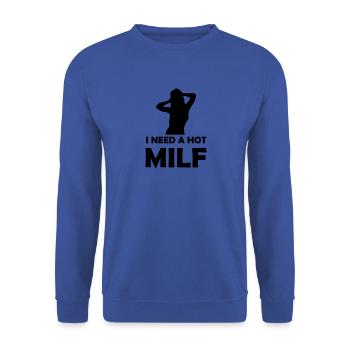 j’ai besoin d’un chaud 001 - Sweat-shirt Unisexe - bleu royal - Devant - Alina (178cm) & Michal (187cm)