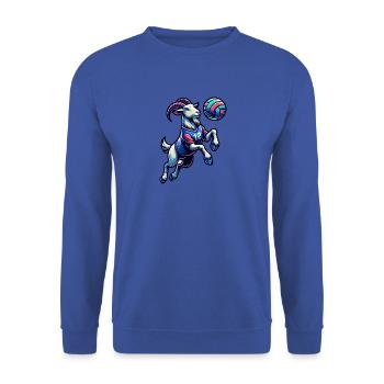 Lustiger Ziegen Volleyball Spieler - Unisex Pullover - Royalblau - Vorne - Alina (178cm) & Michal (187cm)