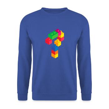 Cute Block Building 7th Birthday Gift 7 Year Old - Unisex Sweatshirt - royal blue - Front - Alina (178cm) & Michal (187cm)