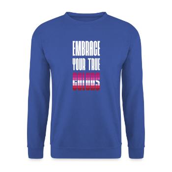 LGBT Pride Month - Umarme dein wahres Gesicht - Unisex Pullover - Royalblau - Vorne - Alina (178cm) & Michal (187cm)