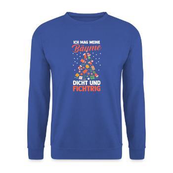 Weihnachtsmann Fichten Weihnachtsbaum Weihnachten - Unisex Pullover - Royalblau - Vorne - Alina (178cm) & Michal (187cm)