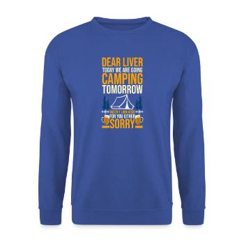 Camping Bonfire Camp Life Forest Camper - Unisex Pullover - Royalblau - Vorne - Alina (178cm) & Michal (187cm)