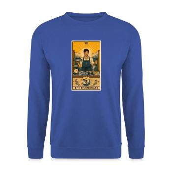 Fischhändler | Fischmarkt Tarot - Unisex Pullover - Royalblau - Vorne - Alina (178cm) & Michal (187cm)