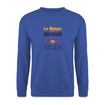 hamburger ennemi lache fuir humour manger citation - Sweat-shirt Unisexe - bleu royal - Devant - Alina (178cm) & Michal (187cm)