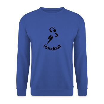 Handball Personnages en bâtons Ecriture ci-dessous - Sweat-shirt Unisexe - bleu royal - Devant - Alina (178cm) & Michal (187cm)