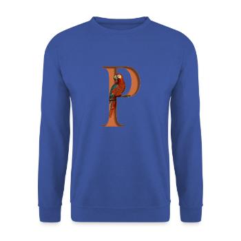 Buchstabe P, Name, Buchstabe P - Unisex Pullover - Royalblau - Vorne - Alina (178cm) & Michal (187cm)