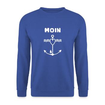 Moin T-Shirt Shirts | Shirt Möwe Anker - Unisex Pullover - Royalblau - Vorne - Alina (178cm) & Michal (187cm)
