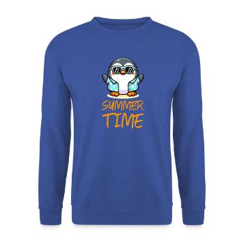 Pinguin Sommerzeit - Unisex Pullover - Royalblau - Vorne - Alina (178cm) & Michal (187cm)