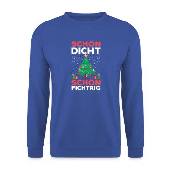 Weihnachtsmann Fichten Weihnachtsbaum Weihnachten - Unisex Pullover - Royalblau - Vorne - Alina (178cm) & Michal (187cm)
