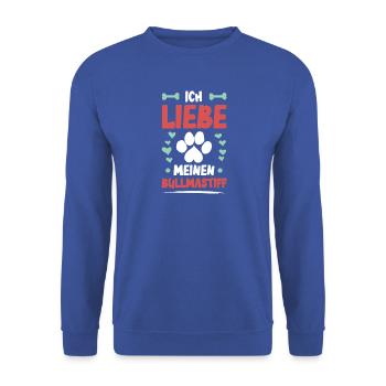 Ich liebe meinen Bullmastiff - Unisex Pullover - Royalblau - Vorne - Alina (178cm) & Michal (187cm)