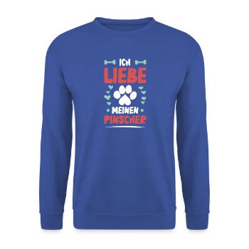 Ich liebe meinen Pinscher - Unisex Pullover - Royalblau - Vorne - Alina (178cm) & Michal (187cm)