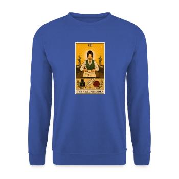 Kalligrafin | Schrift Kunst Tarot - Unisex Pullover - Royalblau - Vorne - Alina (178cm) & Michal (187cm)
