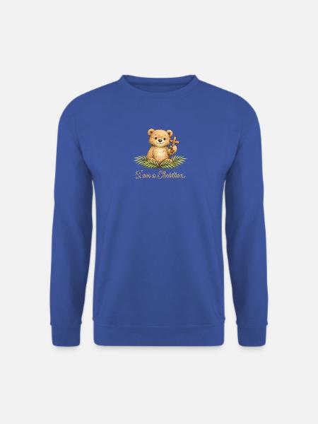 Christlicher Teddybär mit Kreuz - Unisex Pullover - Royalblau