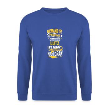 LUTZ - Unisex Pullover - Royalblau - Vorne - Alina (178cm) & Michal (187cm)