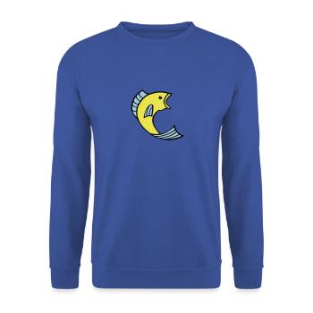 fisch 002 - Unisex Pullover - Royalblau - Vorne - Alina (178cm) & Michal (187cm)