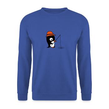 pinguin am angeln - Unisex Pullover - Royalblau - Vorne - Alina (178cm) & Michal (187cm)
