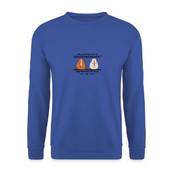 Was ist besser als ein Meerschweinchen - Geschenk - Unisex Pullover - Royalblau - Vorne - Alina (178cm) & Michal (187cm)