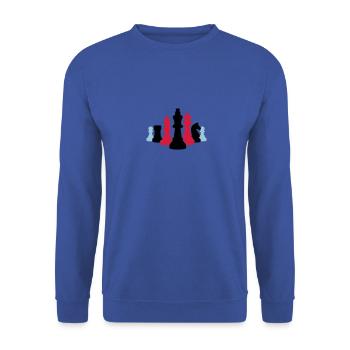 schach 002 - Unisex Pullover - Royalblau - Vorne - Alina (178cm) & Michal (187cm)