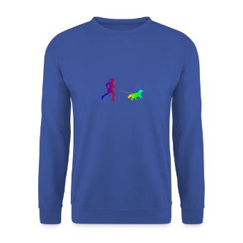 Ski de fond - Canicross - Chien - Coureur sportif canin - Sweat-shirt Unisexe - bleu royal - Devant - Alina (178cm) & Michal (187cm)