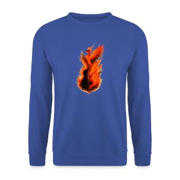 Phoenix Fire Gitarre: Glühendes Rockdesign - Unisex Pullover - Royalblau - Vorne - Alina (178cm) & Michal (187cm)