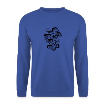 Schlange Schlangen Reptil Tattoo Geschenk - Unisex Pullover - Royalblau - Vorne - Alina (178cm) & Michal (187cm)