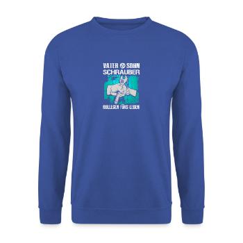 Mechaniker - Vater und Sohn Schrauber - Unisex Pullover - Royalblau - Vorne - Alina (178cm) & Michal (187cm)