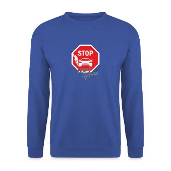 T-Shirt mit Druck Stop killing cyclists/ Radfahrer - Unisex Pullover - Royalblau - Vorne - Alina (178cm) & Michal (187cm)