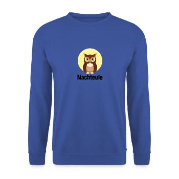 Nachteule - Party, clubbing, feiern, Mond, Eule - Unisex Pullover - Royalblau - Vorne - Alina (178cm) & Michal (187cm)