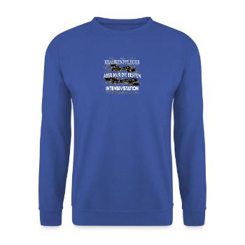 KRANKENPFLEGER INTENSIVSTATION - Unisex Pullover - Royalblau - Vorne - Alina (178cm) & Michal (187cm)