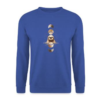 Faultier mit Mondphasen Boho Design - Unisex Pullover - Royalblau - Vorne - Alina (178cm) & Michal (187cm)