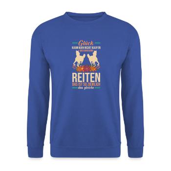 Reiten Pferdeliebhaber Reiterhof Pferde - Unisex Pullover - Royalblau - Vorne - Alina (178cm) & Michal (187cm)