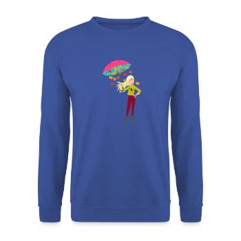 Feuilles d'automne parapluie femme feuilles d'automne - Sweat-shirt Unisexe - bleu royal - Devant - Alina (178cm) & Michal (187cm)