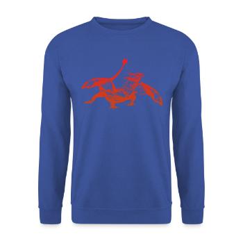Drache - Unisex Pullover - Royalblau - Vorne - Alina (178cm) & Michal (187cm)