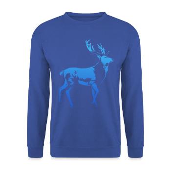 Hirsch - Unisex Pullover - Royalblau - Vorne - Alina (178cm) & Michal (187cm)