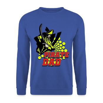 PIRATE DAD - Unisex Pullover - Royalblau - Vorne - Alina (178cm) & Michal (187cm)