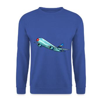 Flugzeug Flieger Pilot Fliegen Flug Flughafen 747 - Unisex Pullover - Royalblau - Vorne - Alina (178cm) & Michal (187cm)