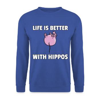 Hippo Hippopotamus Hippo Safari Funny Sweet - Unisex Sweatshirt - royal blue - Front - Alina (178cm) & Michal (187cm)