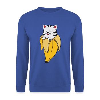 Katze Banane Bananya Kätzchen Haustier Geschenk - Unisex Pullover - Royalblau - Vorne - Alina (178cm) & Michal (187cm)