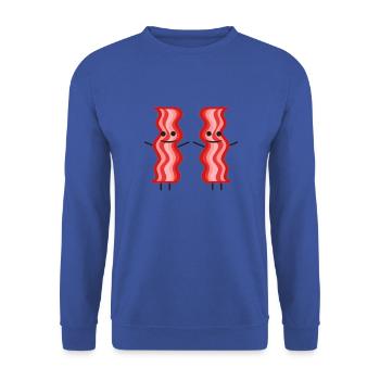 COMIC Bacon - Unisex Pullover - Royalblau - Vorne - Alina (178cm) & Michal (187cm)