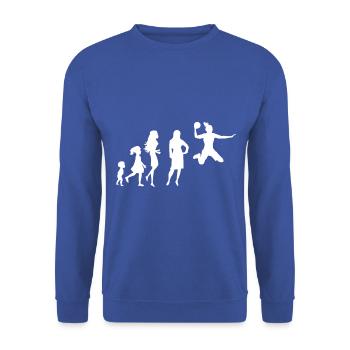 Frauen Handball evolution girl sport shirt motiv - Unisex Pullover - Royalblau - Vorne - Alina (178cm) & Michal (187cm)